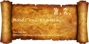 Mohácsi Klaudia névjegykártya